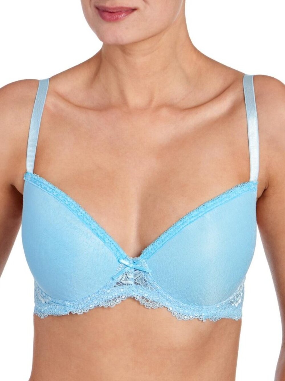 NWT Isaac Mizrahi Push Up Bra 34C 36C 38C Demi Lace Logo Blue Conv IM15762 - Picture 2 of 11